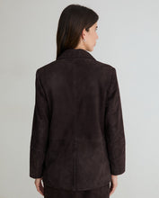 Load image into Gallery viewer, Yerse Suede leather single breasted Blazer Chocolate
