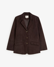 Load image into Gallery viewer, Yerse Suede leather single breasted Blazer Chocolate

