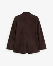Load image into Gallery viewer, Yerse Suede leather single breasted Blazer Chocolate
