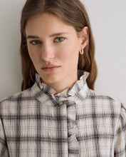 Load image into Gallery viewer, Yerse Woven check shirt with ruffles Ecru
