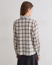 Load image into Gallery viewer, Yerse Woven check shirt with ruffles Ecru
