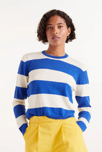 Load image into Gallery viewer, Compañia Fantastica striped fine knit sweater Blue White
