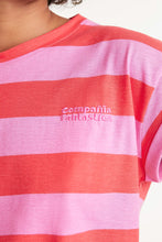 Load image into Gallery viewer, Compañia Fantastica Striped t shirt Red Pink
