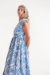 Compañia Fantastica Aquaria printed midi dress Aegean Blue