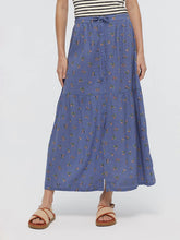 Load image into Gallery viewer, Nice Things Little Bloom print textured slub tiered skirt Soft Blue

