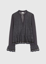 Load image into Gallery viewer, An'ge Salama lace and georgette peplum blouse Night
