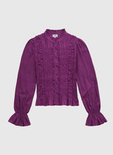 Load image into Gallery viewer, An'ge Sloany ruched and frill detail blouse Violet
