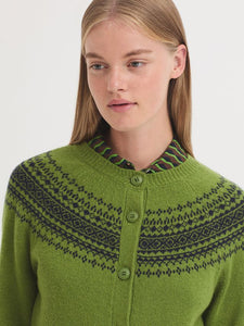Nice Things Greca jacquard cardigan Kiwi Green