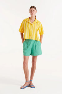Compañia Fantastica Oxford cotton striped shirt Yellow White
