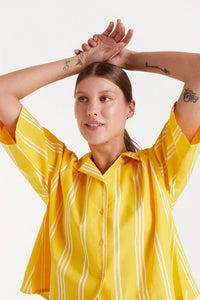 Compañia Fantastica Oxford cotton striped shirt Yellow White