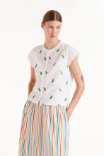 Load image into Gallery viewer, Compañia Fantastica Pineapple embroidered shirt White Green
