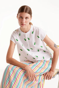 Compañia Fantastica Pineapple embroidered shirt White Green