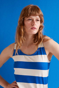 Compañia Fantastica Stripe 11 jersey vest dress Marine Blue White