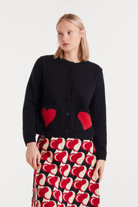 Compañia Fantastica Heart pocket detail cardigan Black