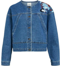 Load image into Gallery viewer, OBJECT Xenia embroidered denim jacket Indigo
