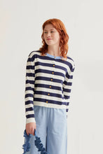 Load image into Gallery viewer, Compañia Fantastica striped cardigan Navy Cream - CW CW 
