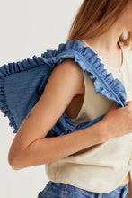 Load image into Gallery viewer, Compañia Fantastica Frill chambray bag Blue - CW CW 
