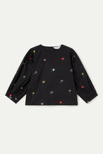 Load image into Gallery viewer, Compañia Fantastica Garden Flower embroidered blouse Black Multi - CW CW 

