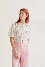 Load image into Gallery viewer, Compañia Fantastica Cherry embroidered cotton blouse White - CW CW 

