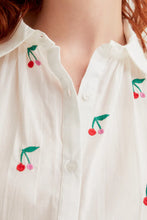 Load image into Gallery viewer, Compañia Fantastica Cherry embroidered cotton blouse White - CW CW 
