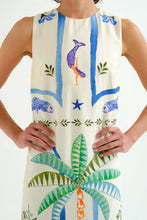 Load image into Gallery viewer, Compañia Fantastica Palm &amp; Mermaid print column dress Multi - CW CW 
