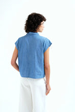 Load image into Gallery viewer, Compañia Fantastica Flower button chambray shirt Light Blue - CW CW 
