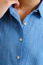 Load image into Gallery viewer, Compañia Fantastica Flower button chambray shirt Light Blue - CW CW 
