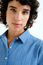 Load image into Gallery viewer, Compañia Fantastica Flower button chambray shirt Light Blue - CW CW 
