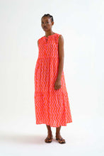 Load image into Gallery viewer, Compañia Fantastica Wave print tiered summer dress Red Pink - CW CW 
