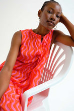 Load image into Gallery viewer, Compañia Fantastica Wave print tiered summer dress Red Pink - CW CW 
