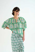 Load image into Gallery viewer, Compañia Fantastica Olive Flower print cotton shirt Green - CW CW 

