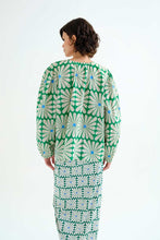 Load image into Gallery viewer, Compañia Fantastica Olive Flower print cotton shirt Green - CW CW 
