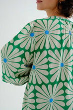 Load image into Gallery viewer, Compañia Fantastica Olive Flower print cotton shirt Green - CW CW 
