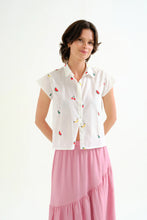 Load image into Gallery viewer, Compañia Fantastica Fruit salad embroidery cotton shirt White - CW CW 
