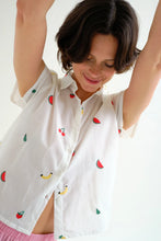 Load image into Gallery viewer, Compañia Fantastica Fruit salad embroidery cotton shirt White - CW CW 
