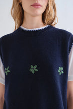 Load image into Gallery viewer, Compañia Fantastica Embroidery detail tank Navy
