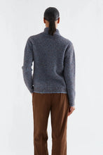 Load image into Gallery viewer, Compañia Fantastica scarf neck fine stripe cardigan Blue Brown
