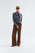 Load image into Gallery viewer, Compañia Fantastica scarf neck fine stripe cardigan Blue Brown
