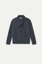 Load image into Gallery viewer, Compañia Fantastica scarf neck fine stripe cardigan Blue Brown
