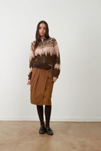 Load image into Gallery viewer, Orfeo Alistair zip front nordic jacquard cardigan Chocolate Rose
