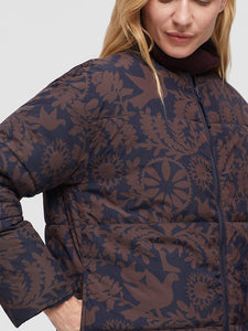 Nice Things Folk print reversible padded jacket Navy
