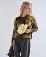 Load image into Gallery viewer, Compañia Fantastica Striped cardigan chocolate Olive
