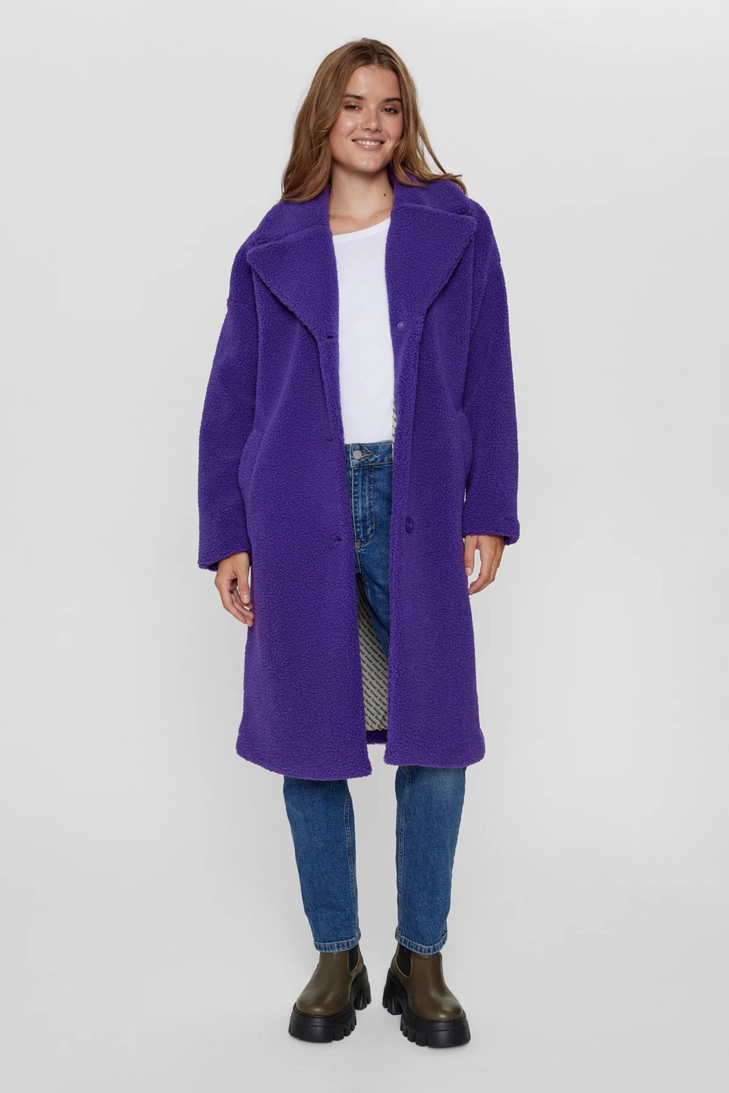 Numph Tikka shearling coat Tillandsia Purple