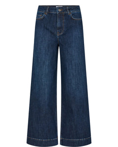 Numph Paris cropped wide leg jeans Dark Blue Denim