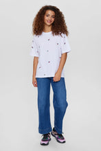 Load image into Gallery viewer, Numph Nuelena ditsy embroidered T shirt Bright White
