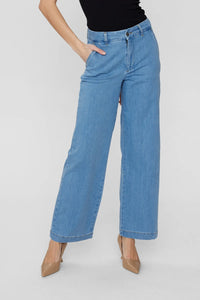 Numph Amber wide leg pants Medium Blue Denim