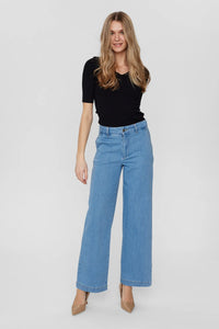 Numph Amber wide leg pants Medium Blue Denim