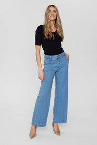 Numph Amber wide leg pants Medium Blue Denim