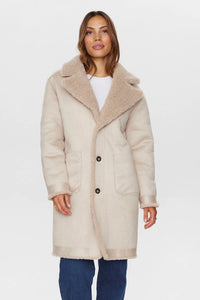 Numph Elliot reversible shearling coat Sesame