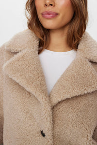 Numph Elliot reversible shearling coat Sesame